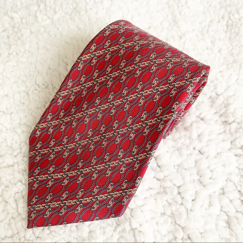 Oscar de la Renta Couture Red Link & Chain Print Tie
